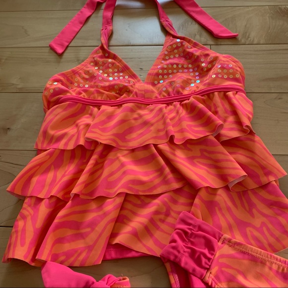 Justice 3 piece Tankini Bathing Suit Set 🌺 Size 12. - Picture 3 of 14